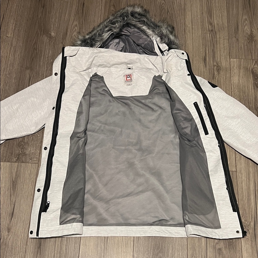 Avalanche Heather Gray Bomber Jacket with Fur Hood - Picture 4 of 10